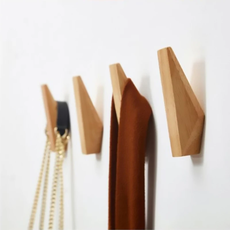 

Household Storage Hook Natural Rubberwood Clothes Hanger Wall Decorations Hat Key Hanging Rack Kitchen Bathroom Towel Holder