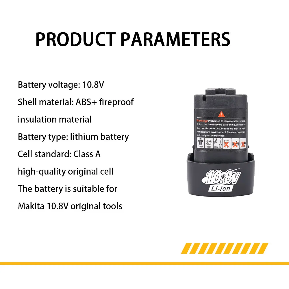 Pengisi Daya untuk Baterai Lithium Model Makita 10.8V Baterai 2000MAh Berlaku untuk Gergaji Listrik Penggiling Bor Listrik Tanpa Kabel
