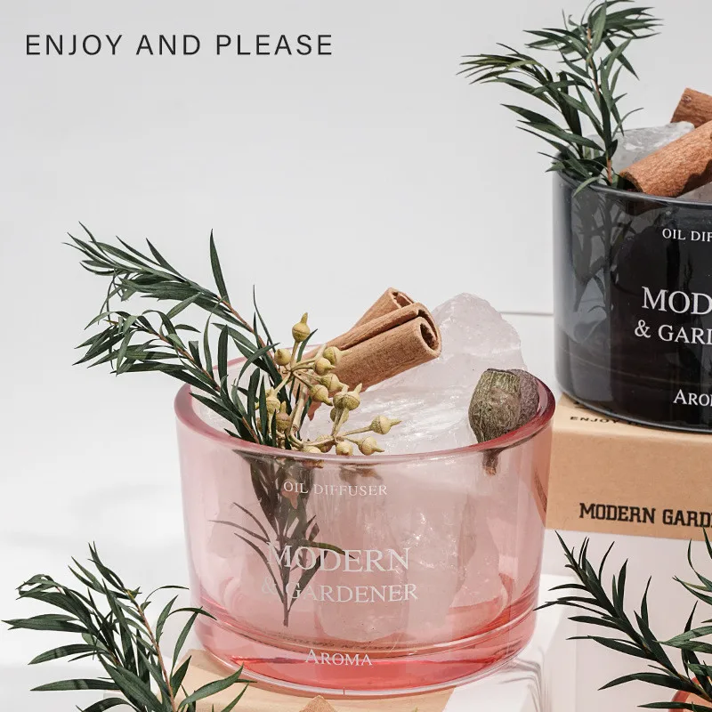 مجموعة زينة عطرية كريستالية منزلية بدون نيران مع أحجار ناشرة للزيوت العطرية - رائحة الياسمين لغرفة النوم وغرفة المعيشة