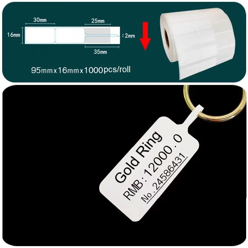 Jewelry Label Paper 95x16mm Luxury Price Tag Glasses Ring Earrings Trinket Necklace Barcode Label