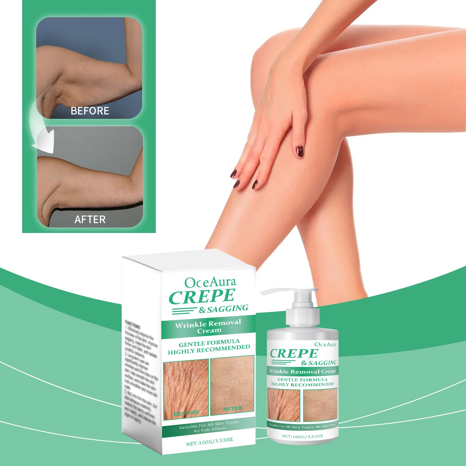 Crepe & Sagging Wrinkle Removal Cream - 100g Anti-Aging Face Moisturizer for Mature Skin | Gentle Formula to Firm, Lift