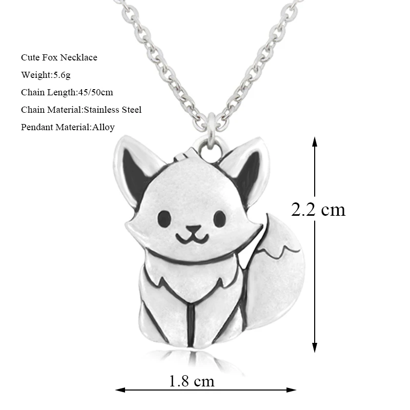 4 Style Cute Tiny Simple Fox Pendant Necklace For Women Stainless Steel Long Chain Animal Lover Choker Necklace Jewelry Gift