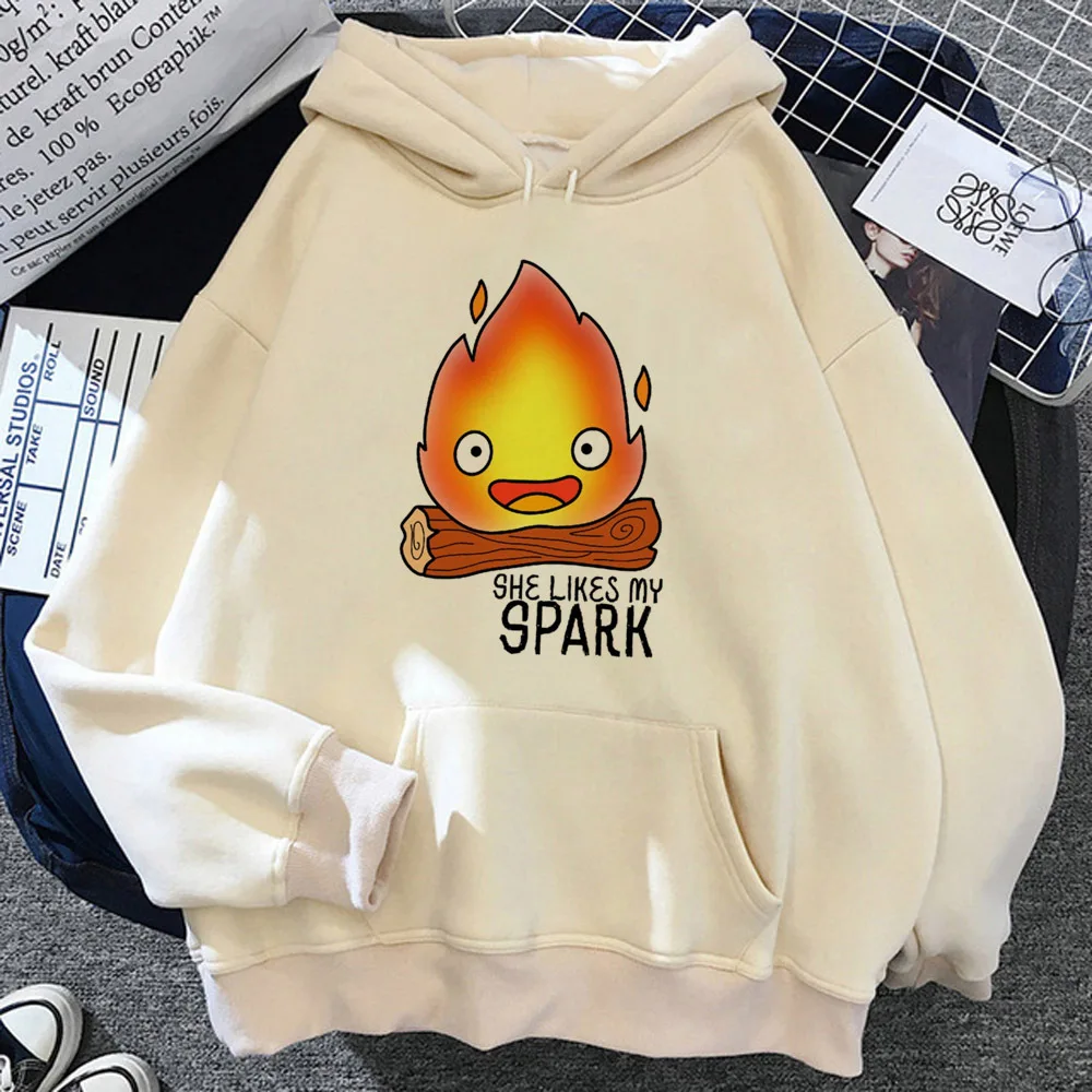 Calcifer hoodies women 90s anime funny gothic Hooded Shirt Pullover female 90s pulls