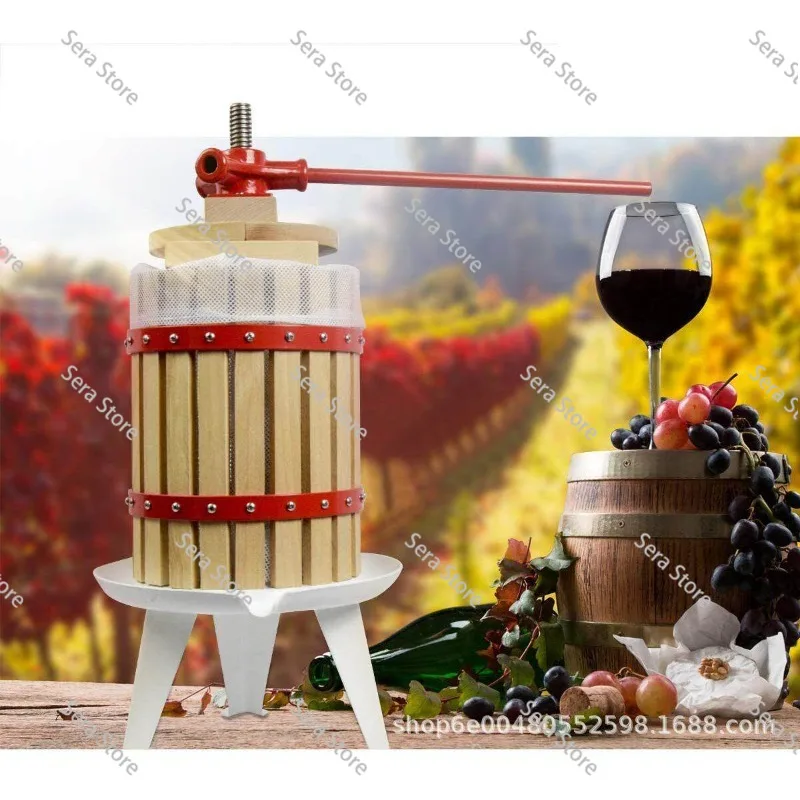 6L 1.6 Gallon Manual Basket Fruit Press Apple Grape Wine Press for Home Winemaking