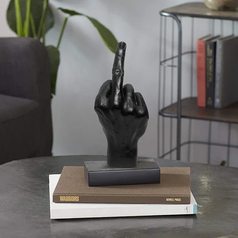 Resin Ornaments Of Middle Finger Statue Upright Middle Finger Arts Crafts Desktop Gesture Figurine Sculpture Living Room