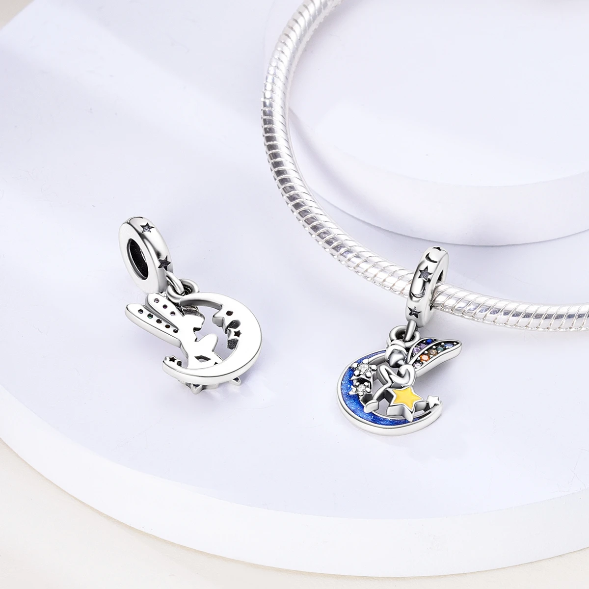 Silver Plated Charms Beads Earphone Pendant Cup Sister Dangle Fit Original Necklace Bracelet Gift Women Party Diy - view 6