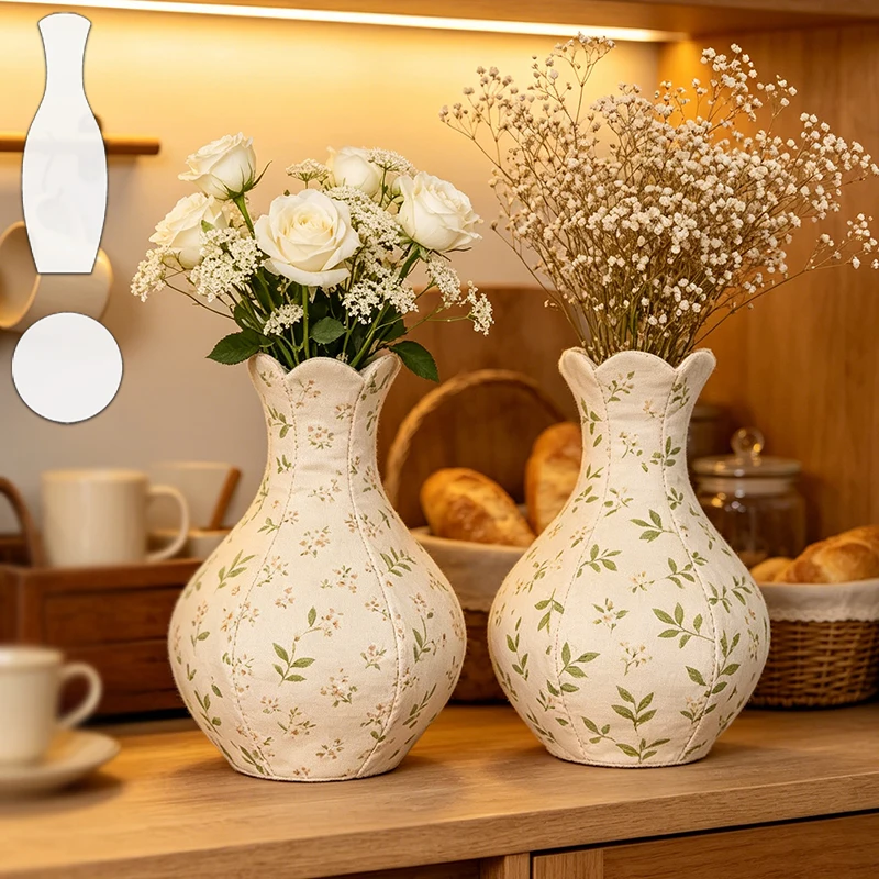 YOMDID 2pcs Vase Sewing Templates, DIY Multi-Style Matching Vase Pattern Quilting Stencils, Handmade Unique Vase Craft Tools