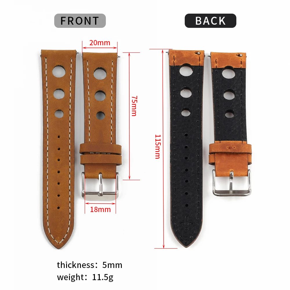 Retro Handmade Crazy Horse Leather High Quality Watch Band 18mm 20mm 21mm 22mm Quick Release Strap Man Woman Bracelets Wristband