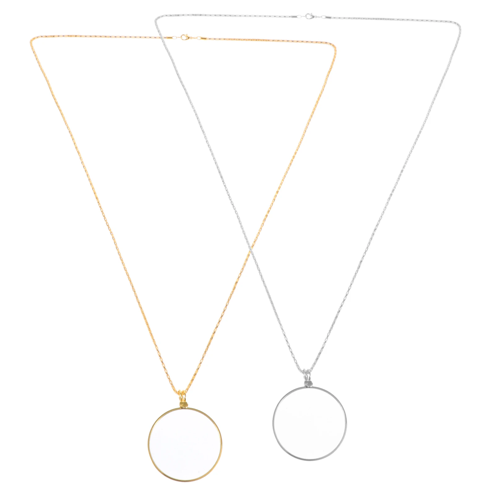 

2pcs Magnifying Glass Necklace 5X Pendant Magnifier Stylish Visual Aid For Reading Newspapers Prescriptions Maps Hobbyists Stamp