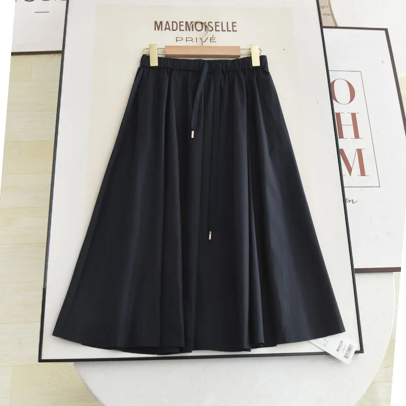 

Юбка-миди трапециевидной формы с высокой талией и эластичной резинкой на талии для похудения k Синяя женская юбка-боди весна-лето новинка Sle 2025