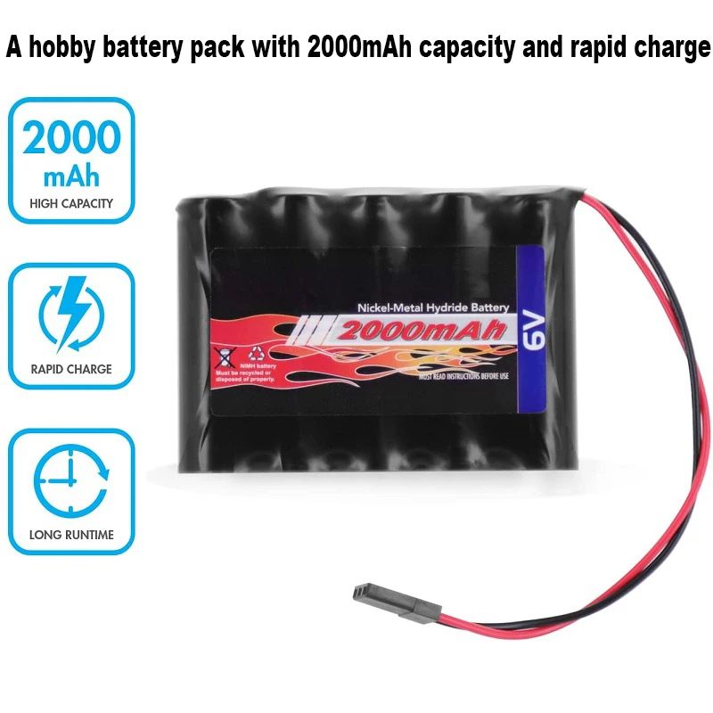 NiMH 6V ricevitore ad alta capacità batteria RX ricaricabile per aeroplani RC, aerei RC e altro con connettori Hitec