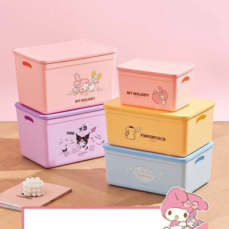 

Sanrio Kawaii My Melody Desktop Storage Box Kuromi Cinnamoroll Anime Cartoon Exquisite Dormitory Office Cosmetics Organizer Box