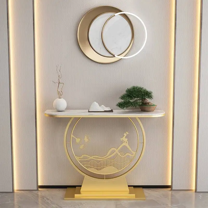 المدخل خمر طاولة معدنية الزاوية فريدة من نوعها بريق مدخل قاعة وحدة التحكم الجدول الحديثة الفاخرة Konsolentisch أثاث غرفة المعيشة