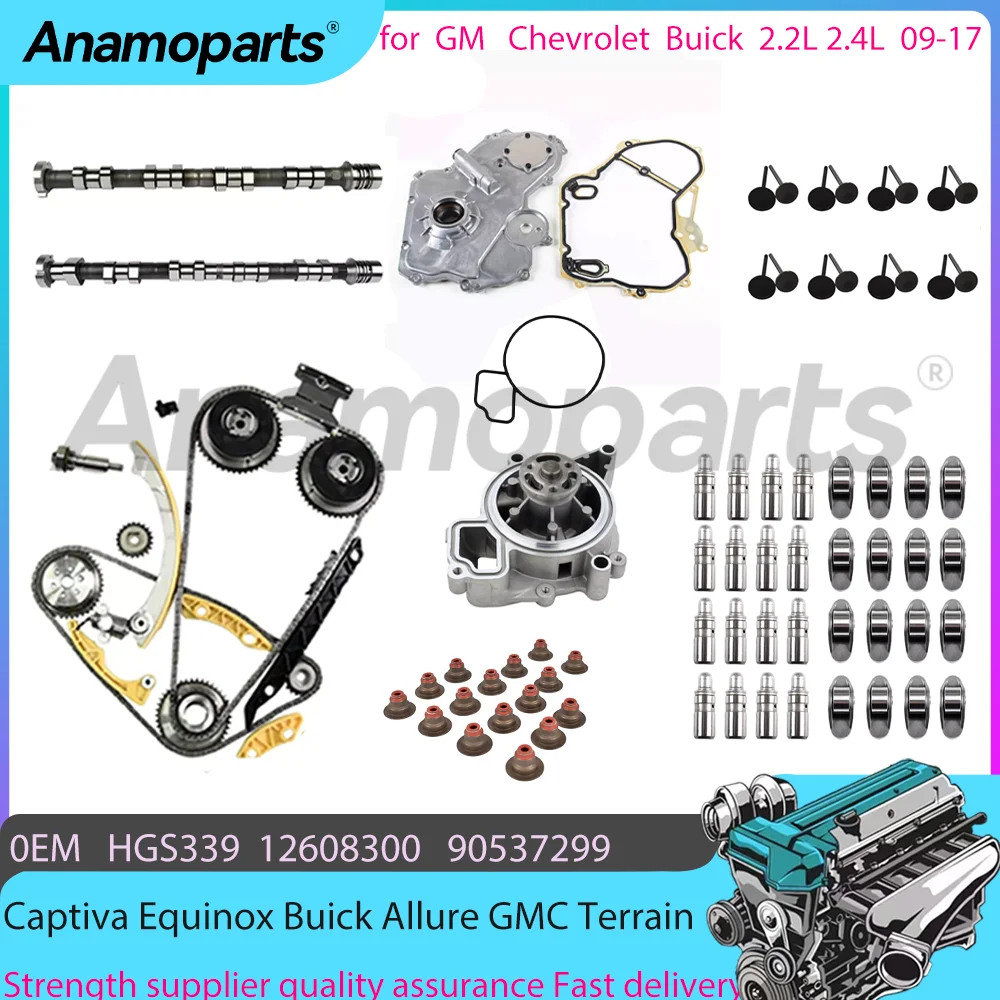 Timing chain kit Camshaft Water/Oil pump set for 2.4L 2.2L 09-17 Chevrolet Captiva Equinox Buick Allure GMC Pontiac L4 DOHC