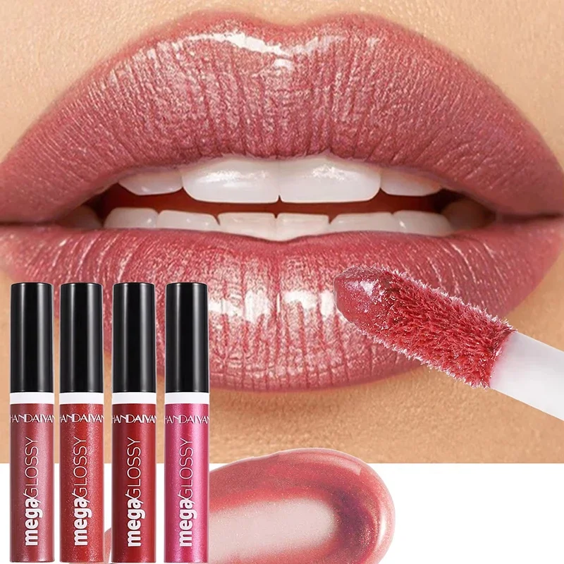 Perłowy lustrzany błyszczyk do ust Nude Sexy Plumper Glitter Red Nude Lipstick Liquid Cream Waterproof Moisturize Lip Oil Tint Makeup