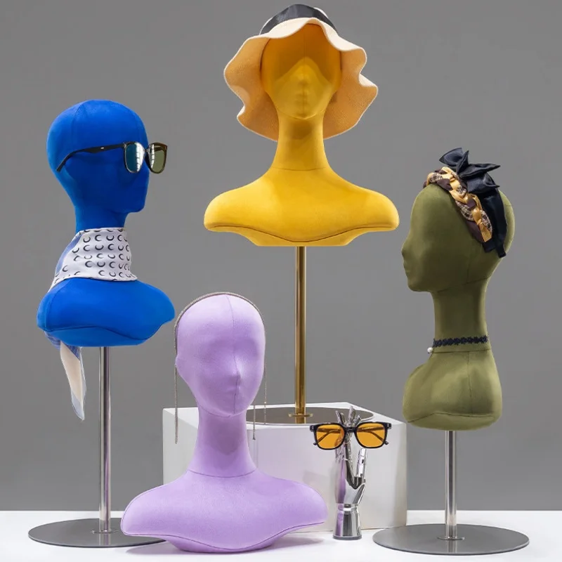 Hat Wig Mannequin Head,Colorful Women's Display Props Accessories,Clothing Store Scarf Rack,Turban,Necklace,Window Display Stand