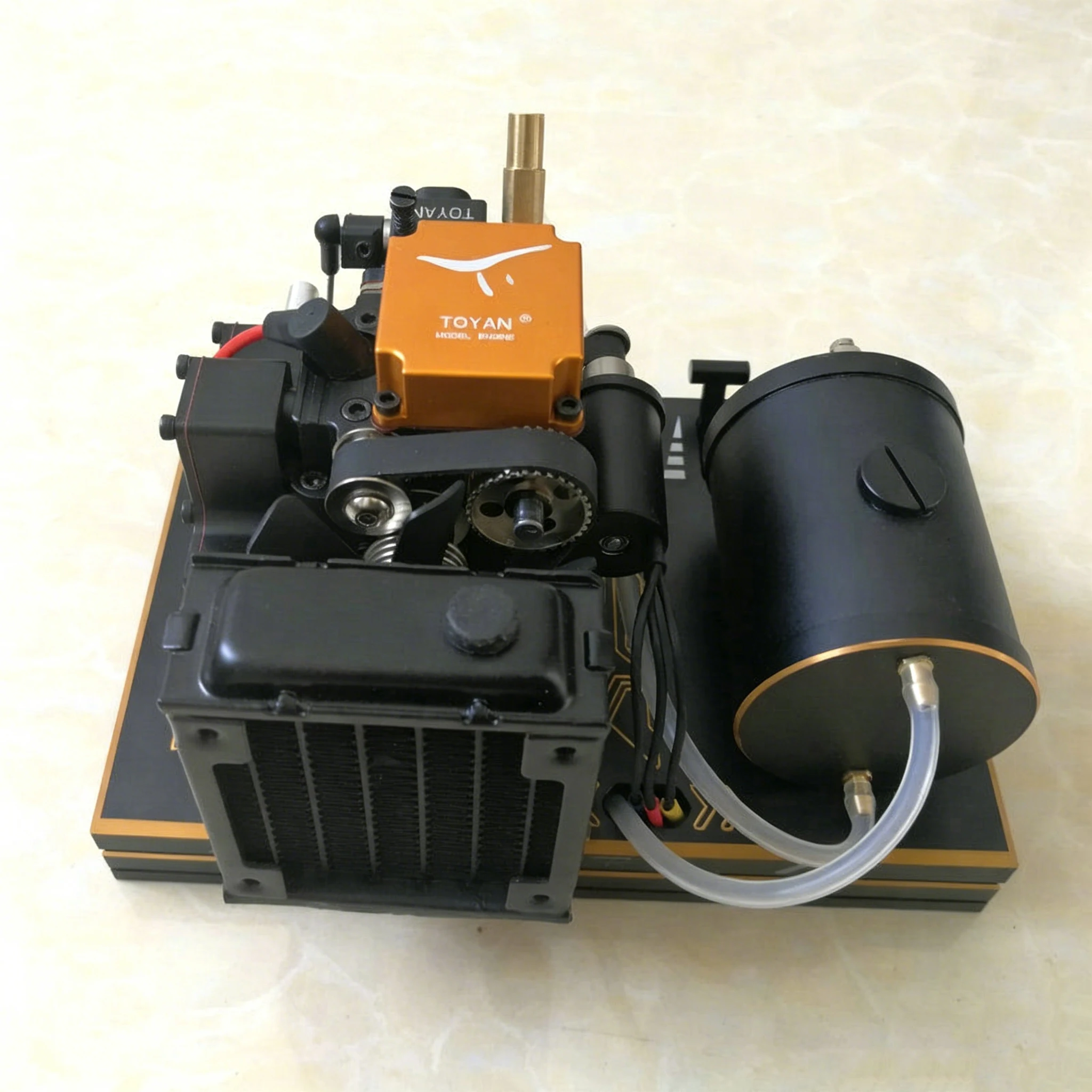 TOYAN Four Stroke Methanol Engine Model Mini Water Cooled Radiator Pump Fuel Powered RC Gas Version Engine Self-construction