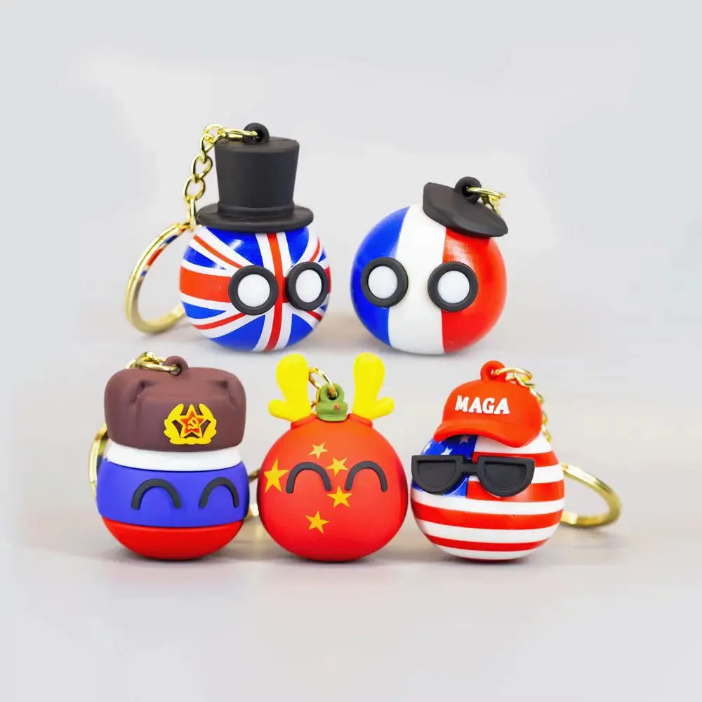 4cm PolandBall Keychain Russia United States United Kingdom China France countryball school bag pendant child Gift