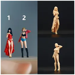Resin 3D Print 1/64 Dovetail dress Cool Girl Miniature Figure Model Micro Creative Photography Display Collection Decoration
