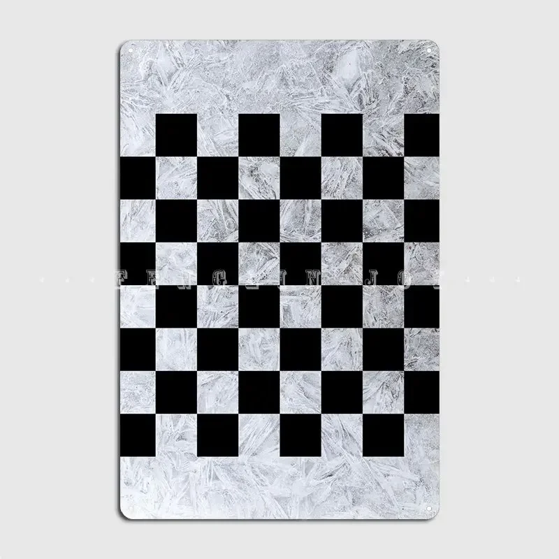 Chess Board Black Ice Poster Metal Plaque Club Bar Wall Decor Wall Pub Custom Tin Sign Poster