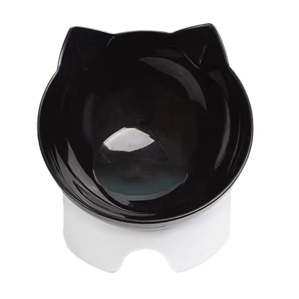 Plastic Tilted Elevated Cat Bowl Pet Food Bowl Tilt High Bottom Supplies Antichoking Pet Neck Feeding Protector Bowl S3E4