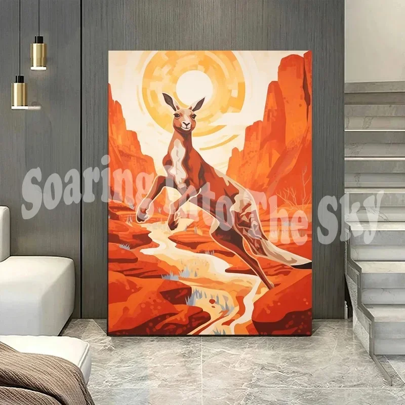 Canvas Painting Decoration Home Decor Interior Paintings 1pcs Kangaroo Art Cartoon Wall Decoration Poster Decor for Room Posters