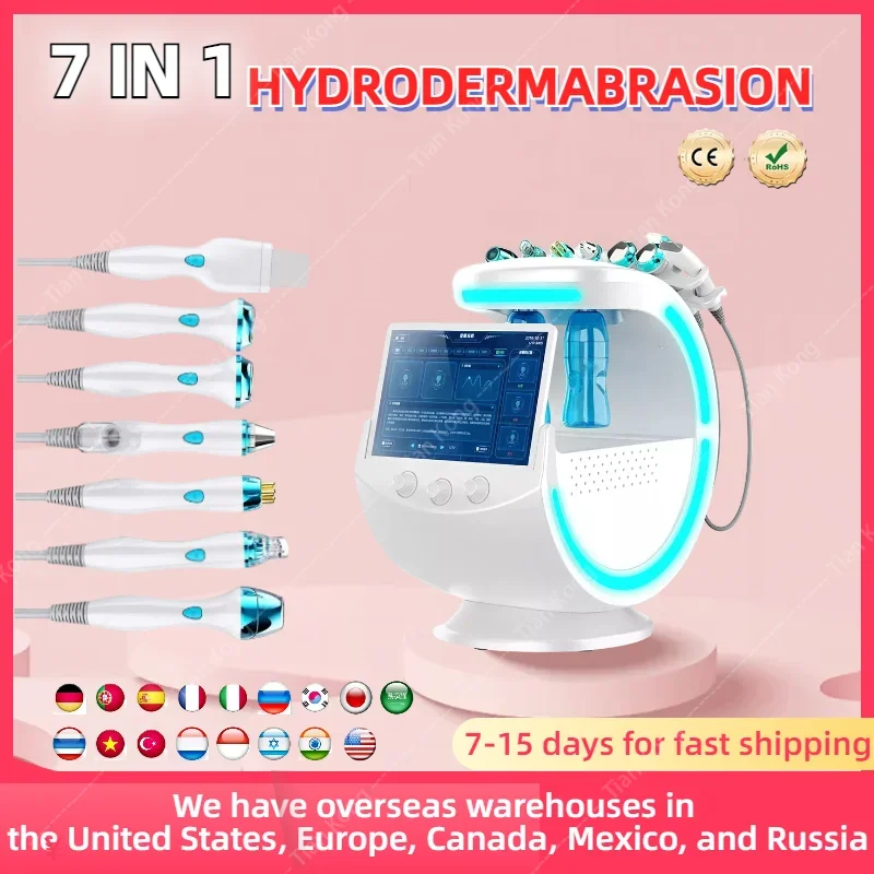 

Smart Ice Blue 7 in 1 Oxygen Hydro Dermabrasion Bubble Machine Professional Face Hydra Machine RF Lifting Machine