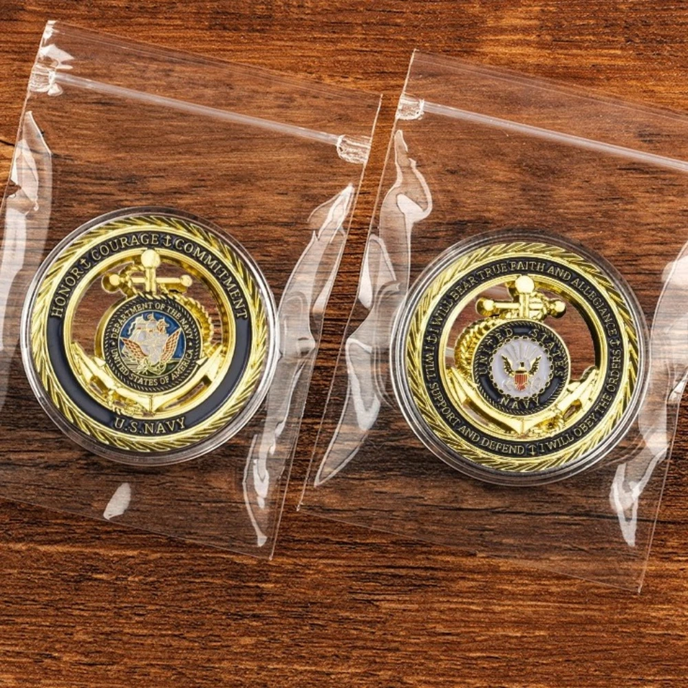 US Navy Honor Courage Commitment Coin Gold Plated USN Commemorative Coins Department of Navy Creative Gifts