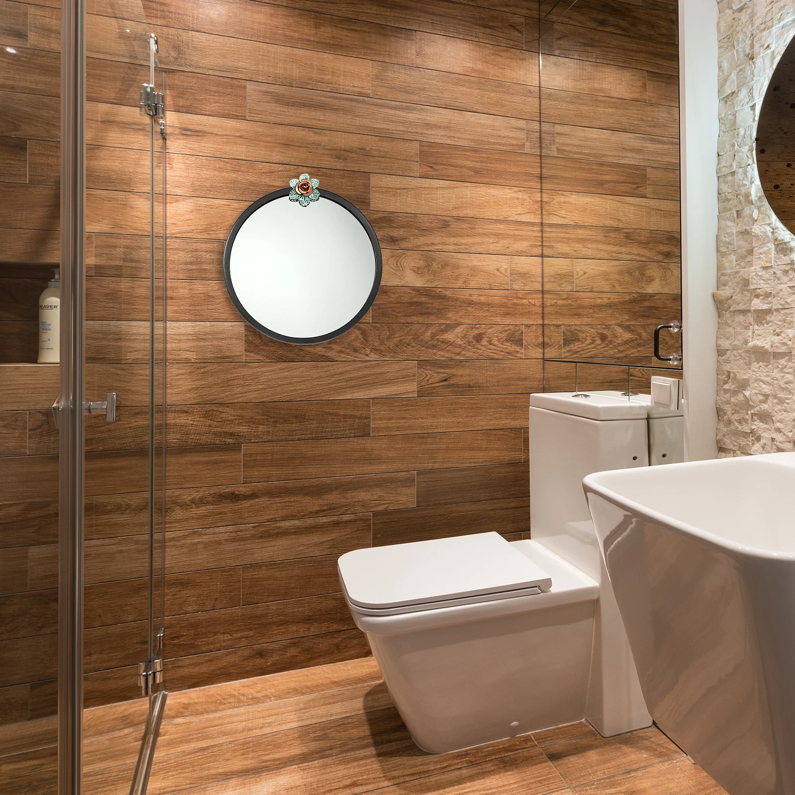 Badezimmer-Eisenspiegel, rund, zur Wandmontage, dekorativ, zum Aufhängen, Make-up-Kosmetikspiegel, schlicht, schick, Wanddekoration, Make-up-Zubehör