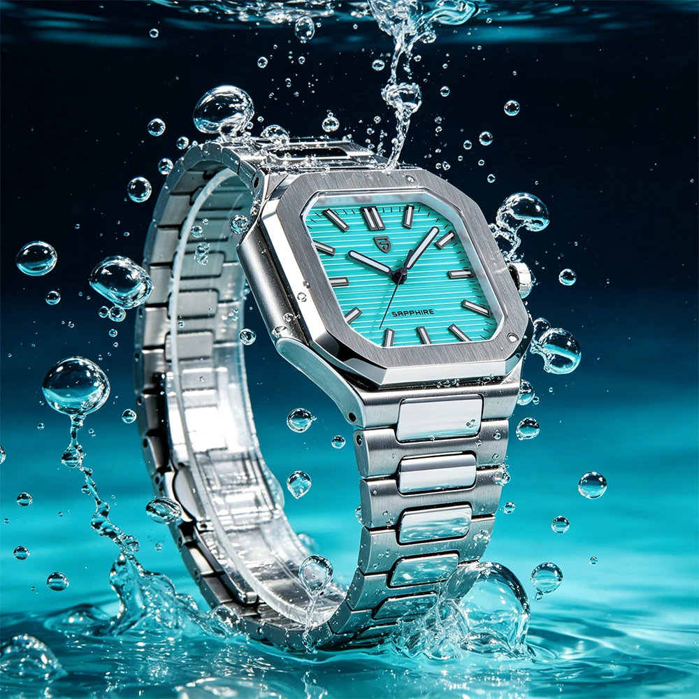 TOP New PAGANI DESIGN 37MM Square Men Quartz Watches Luxury Sapphire Glass AR Coated Business Watch VH31 Luminous Watch for Men