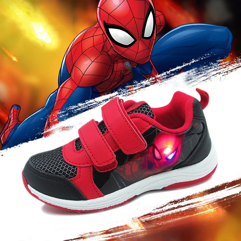 

Kids'Casual Shoes Sneakers Led Light Cartoon Mesh Summer Shoes For Boys Anti-slip Breathable Velcro Red Shoes Size 26-33