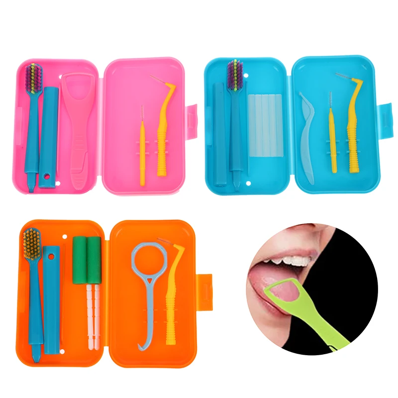 Orthodontic Aligner Tooth Chew Chewies Storage Case Dental Care Kits Invisable Braces Aligners Portable Detachable Toothbrush