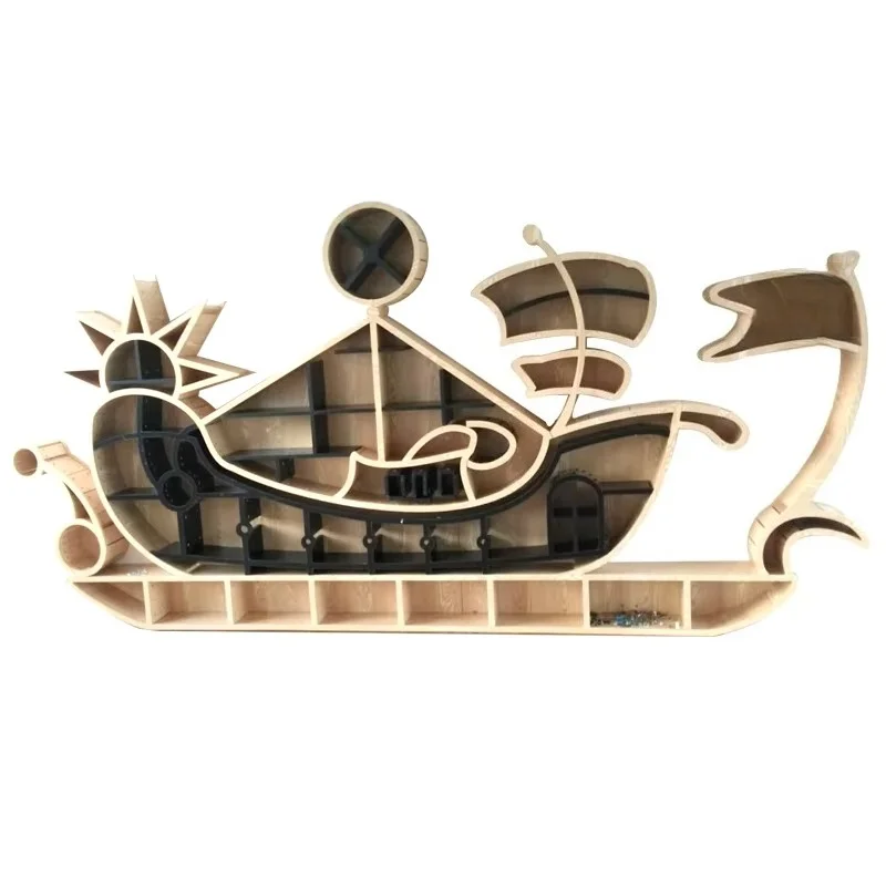 Ocean theme bookcase wall ship shape special shape custom bookcase