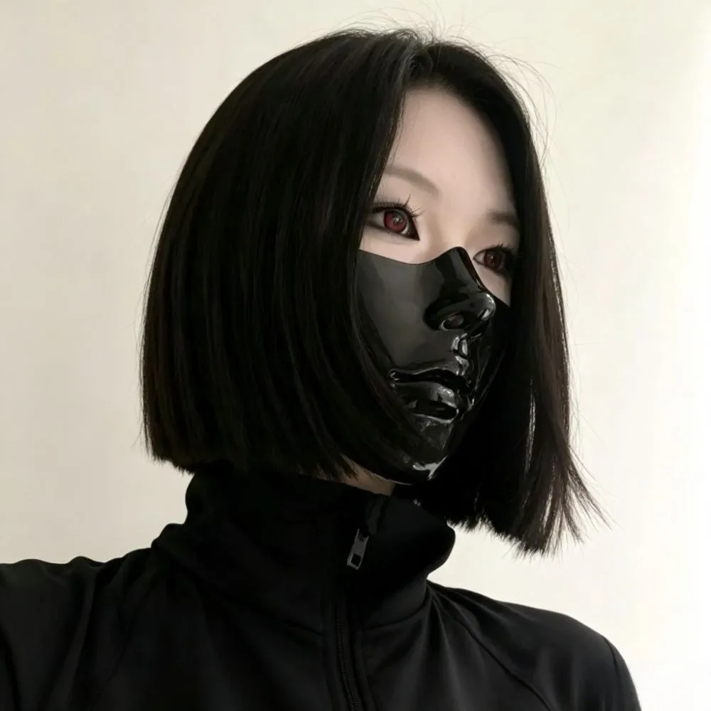 Cyberpunk Style Half Face Mask Technological Exquisite Halloween Mouth Cover Decorative Creative Masquerade Mask Men