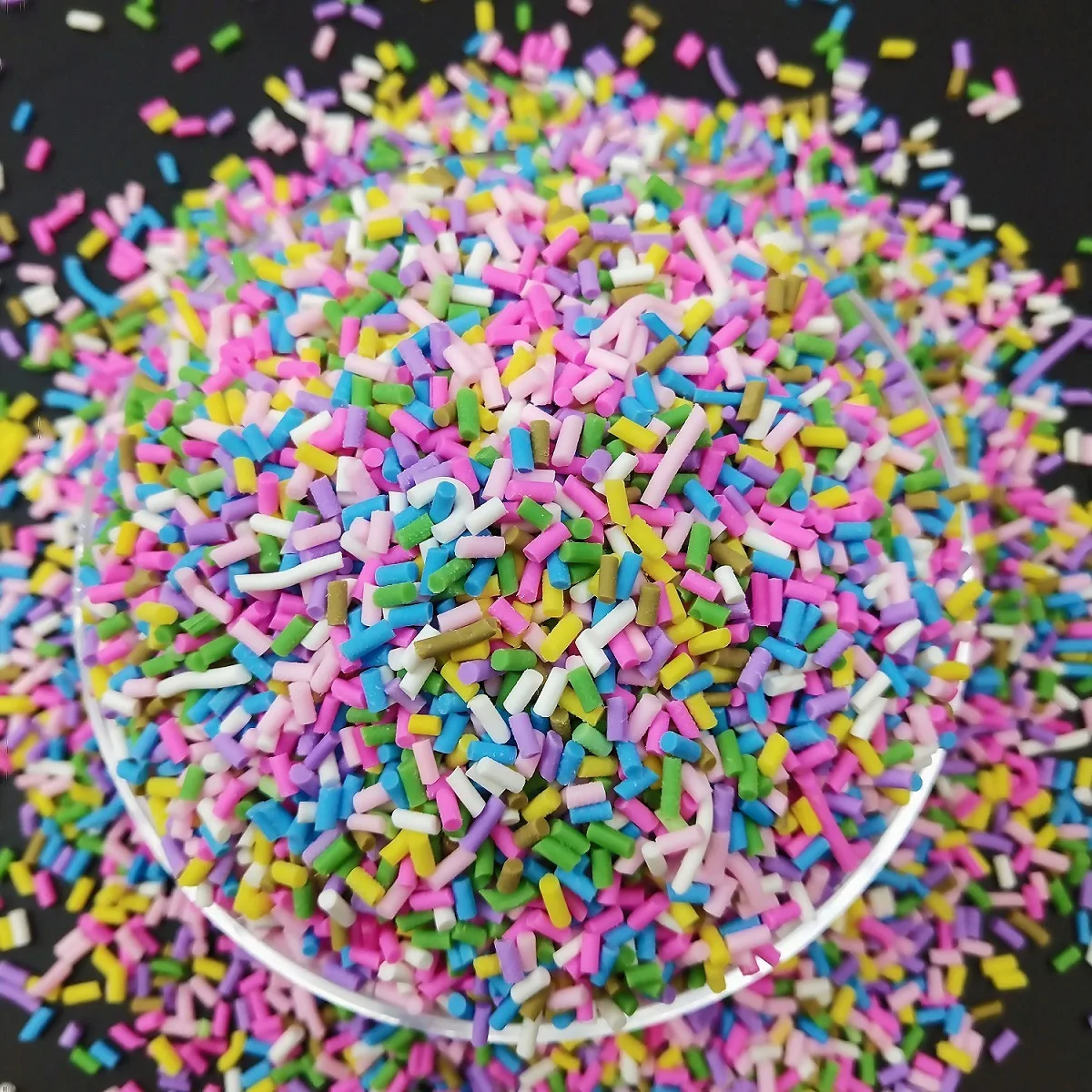 50g/lot Mix Colourful Cylindrical strip Candy Polymer Clay Slices Sprinkles for DIY Nail Arts Kids Toys And Slime Filling 1-3mm