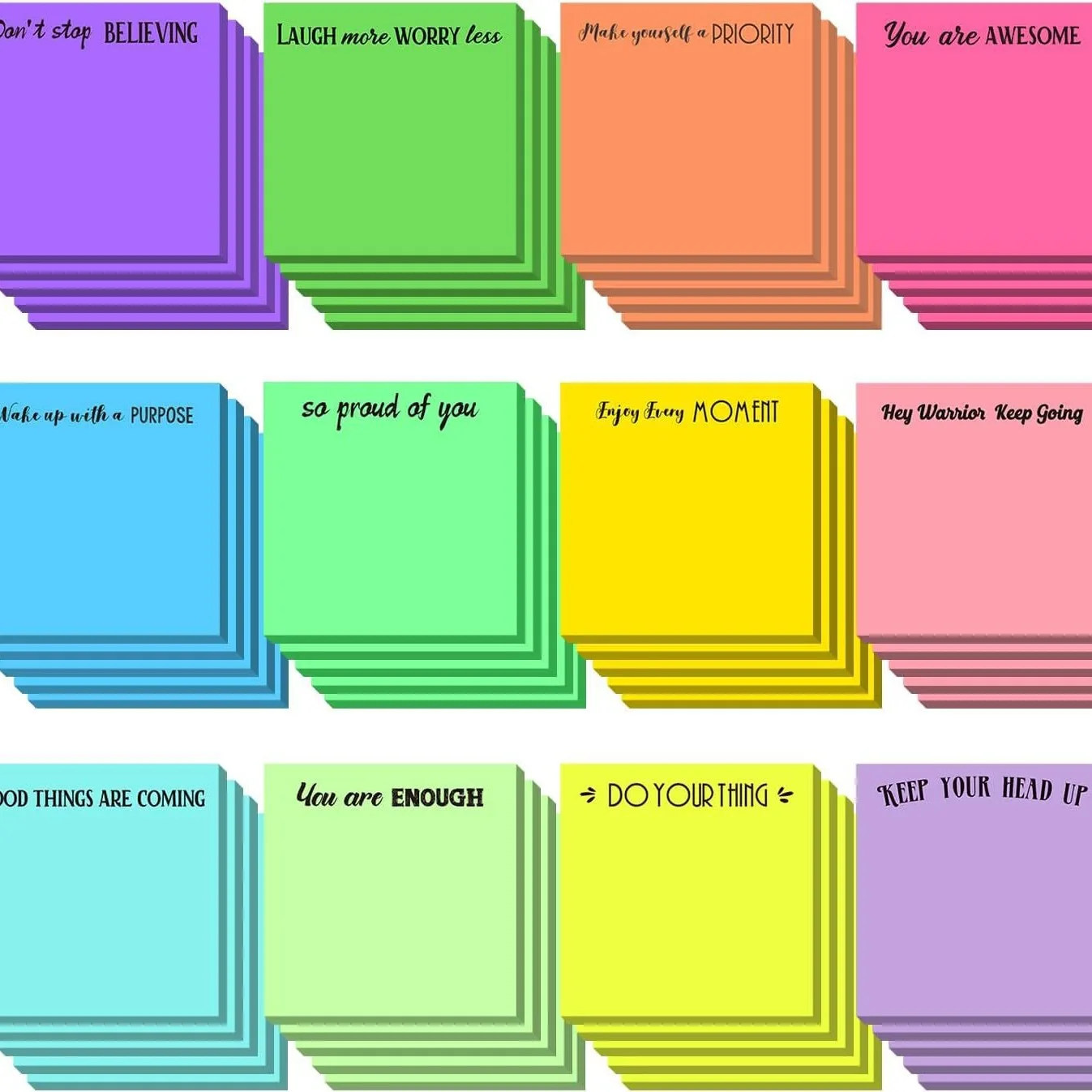 12 adet İlham Verici Yapışkan Notlar 3x3 Inç Motivasyon Eğlenceli Bloknotlar Öğretmen Öğrenci Için Pozitif Hediyeler Okula Dönüş Kırtasiye