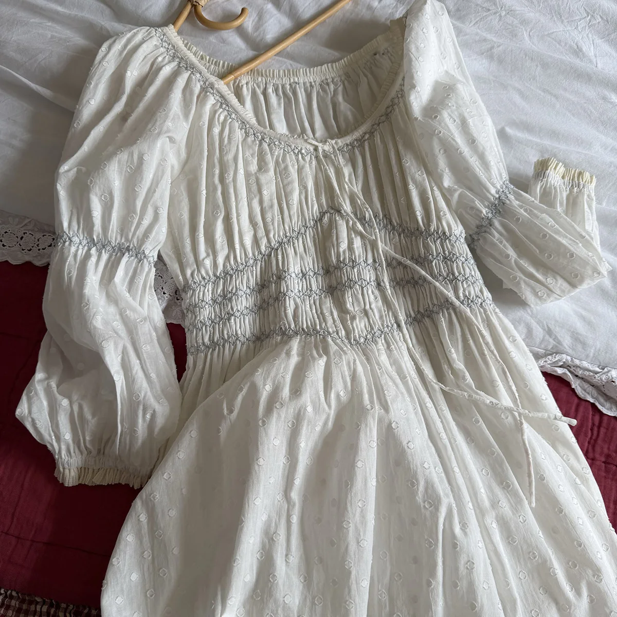 Julie's Princess Outerwear Sweet Girls 100% Handmade Crochet Floral Embroidery Fairy Nightgown French Vintage Long Dress Spring