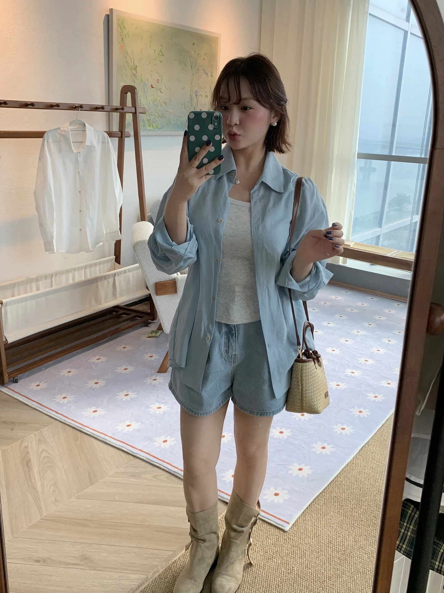 

Рубашка в корейском стиле Slim Fit, женская, весенне-летняя, свободного кроя, на одной пуговице, с защитой от солнца, повседневная, с длинными рукавами, из смесового хлопка