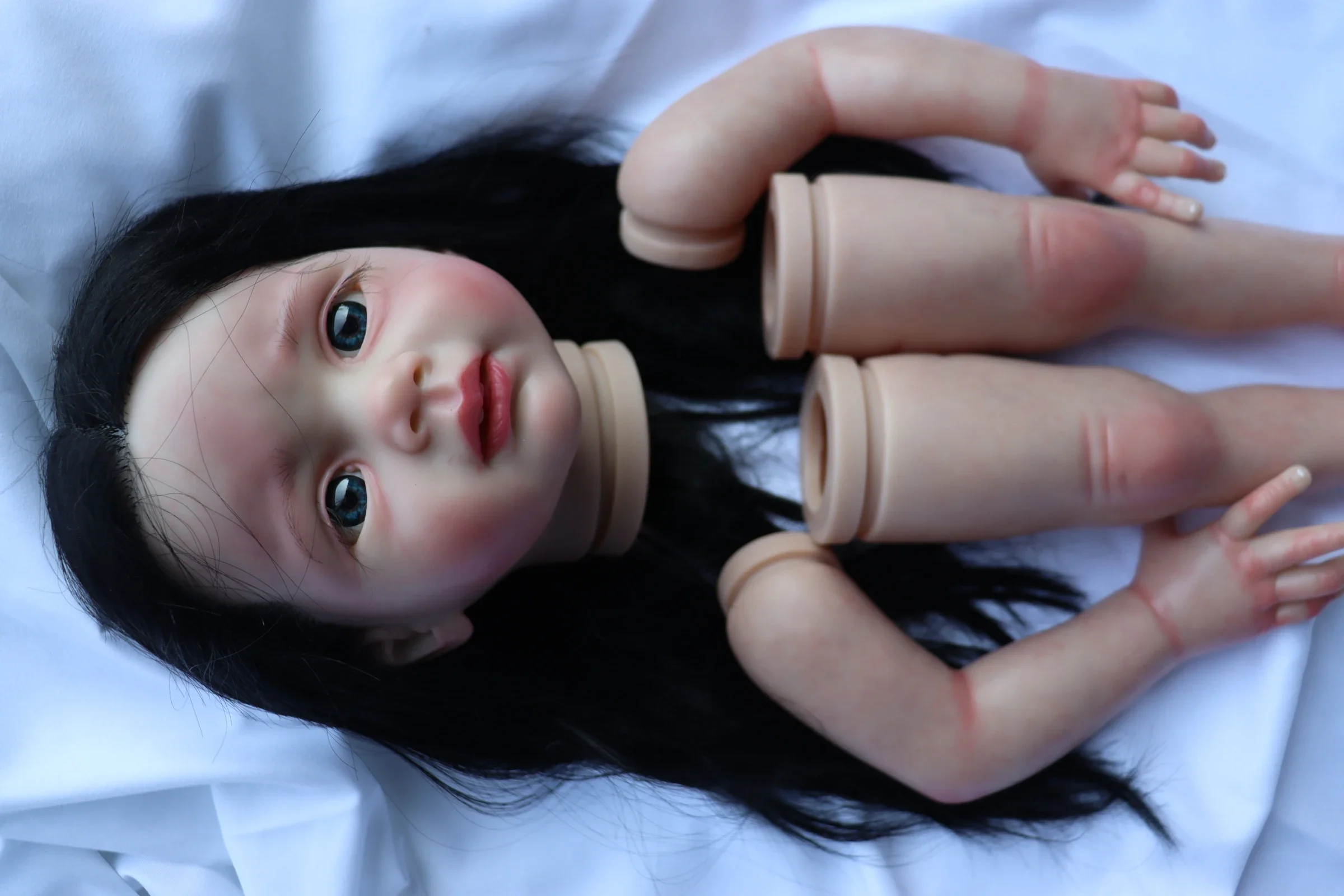 여아용 하이 퀄리티 아티스트 인형, 조립되지 않은 키트 인형, 크리스마스 선물, 아티스트 페인팅 베베, 검은 머리, 다시 태어난 프리치