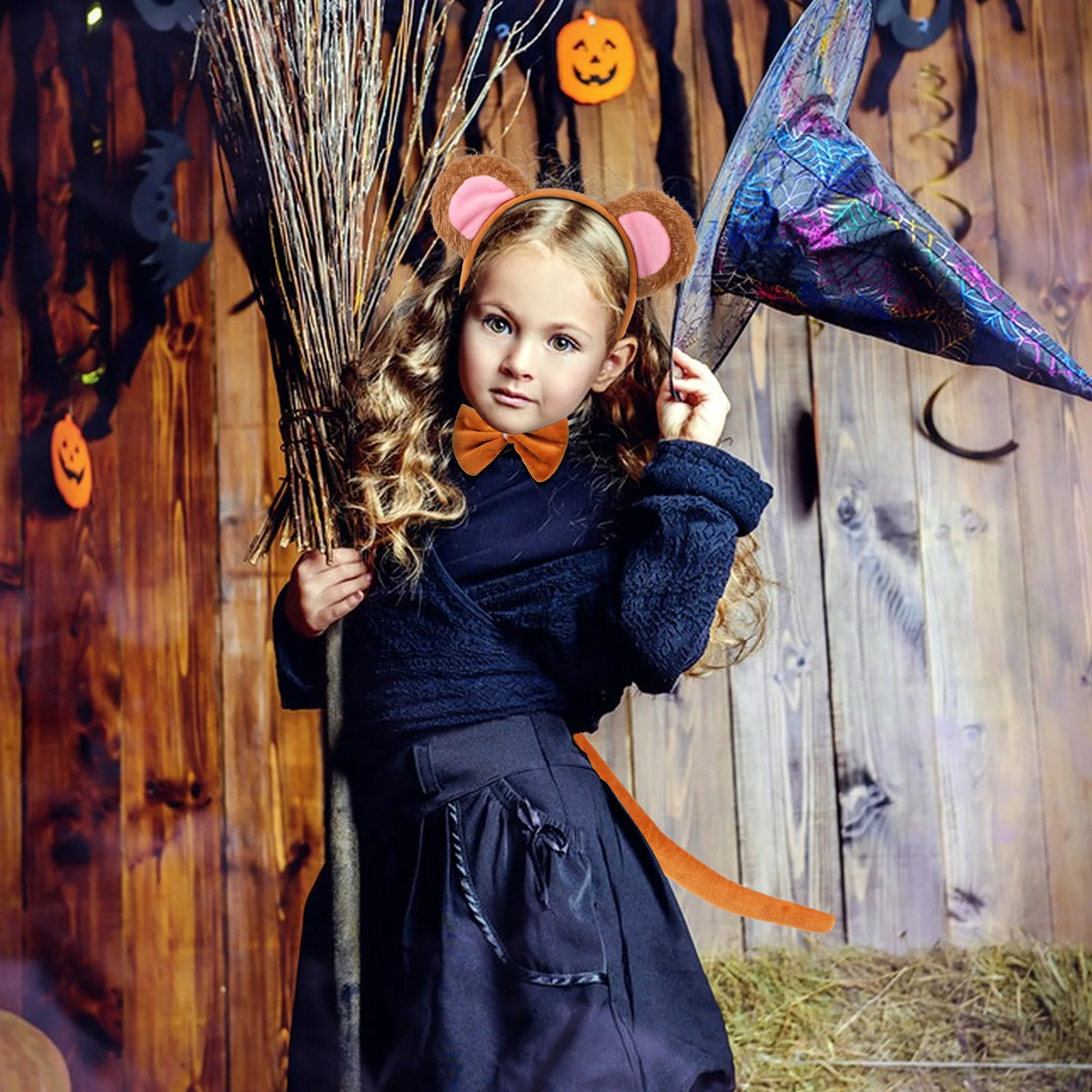 

Halloween Monkey Costume Set Animal Ears Headband with Tail Festival Party Accessory Cosplay Prop for Adults Unisex Style