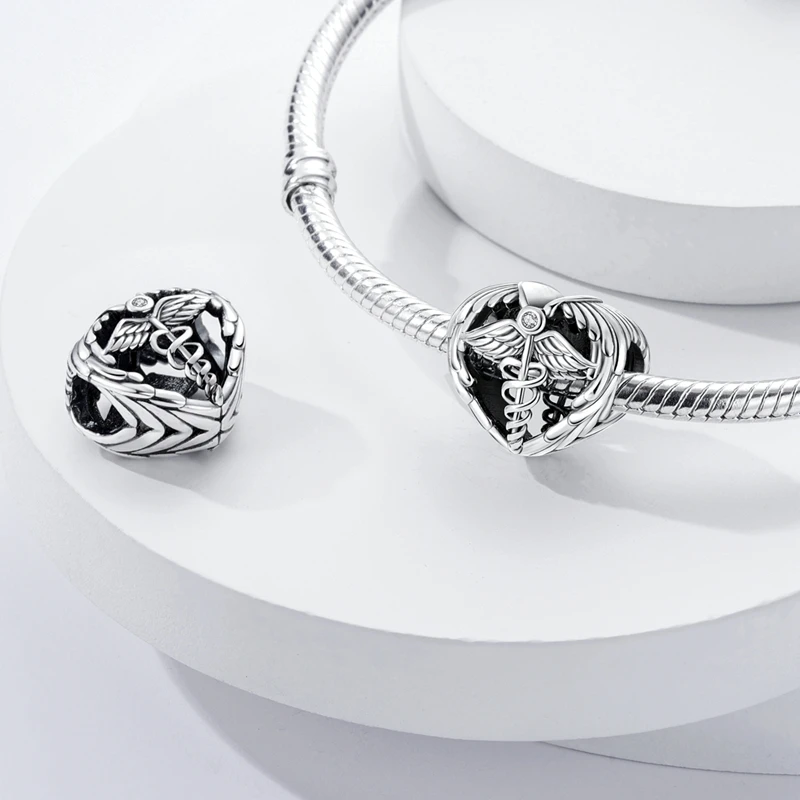Original Charms 925 Silver Angel's Guardian Heart Pendants Fit Charms Plata 925 Bracelets For Women Jewelry Making Fine Gifts