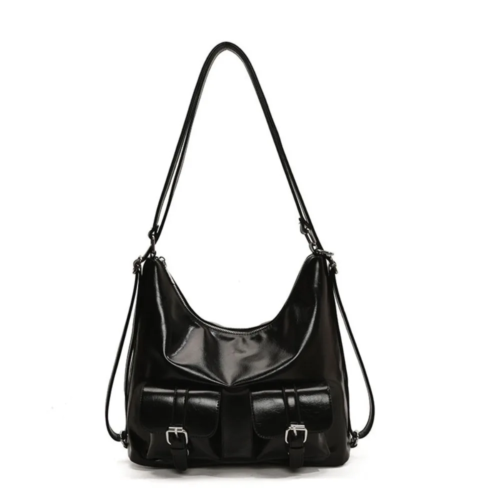 

Solid Color Multiple Pockets Backpacks Large Capacity Y2K Style PU Leather Crosbody Bag Handbag Tote Bag Women's Backpack