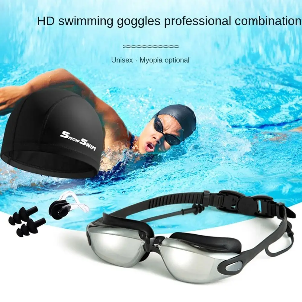 

Anti-fog Adult Swimming Goggles Set Adjustable UV Protection Diving Eyewear Unisex Ultralight Electroplated Flat Glasses Summer