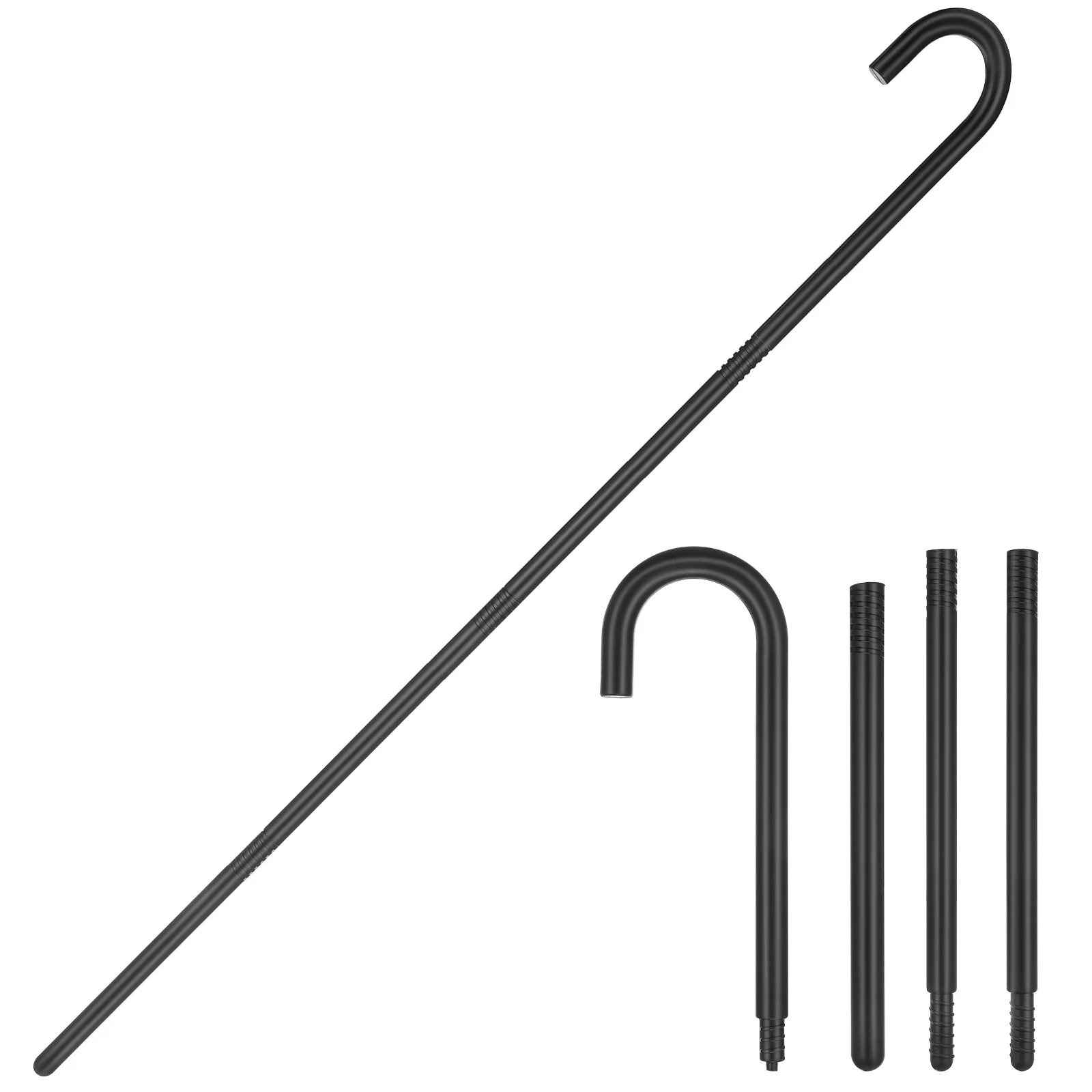 

Декоративная костыль для фокусника, полностью черная, 4-секционная, прочная, пластиковая, для вечеринки, Хэллоуина, ролевая игра, реквизит для сцены