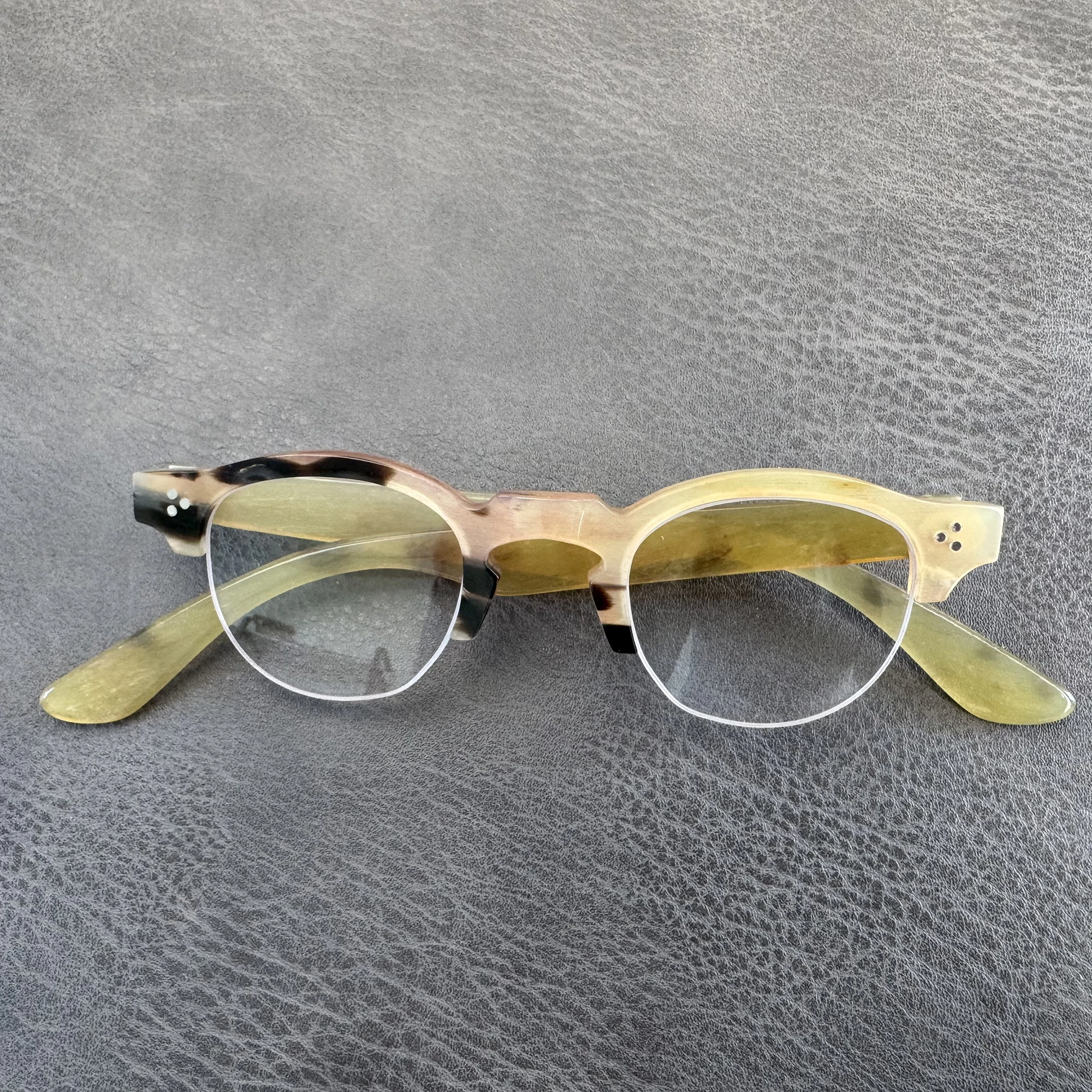 Eyeglass Frames Half Rim Unique Vintage Big Handmade Honey Black Horn Prescription Eyeglasses Optical Lens Man Glasses Frames