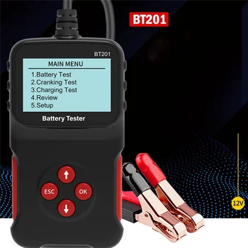 BT201 12V 100-2000 CCA Cranking Charging Circuit Test Multi-function Diagnostic Tool Car Battery Tester Support 6 Languages