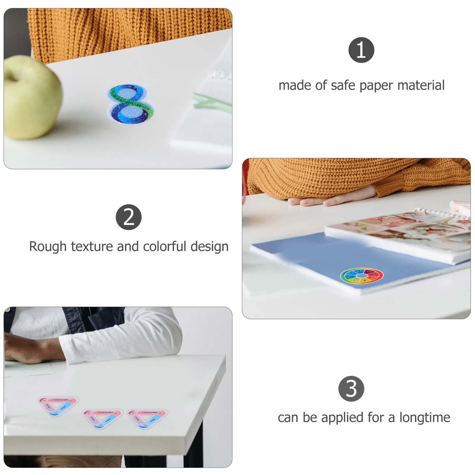 

30pcs Stickers Colorful Textured Sensory Stickers For Adults Decompression Tool Calming Stress Relief Adhesive Rough Surface