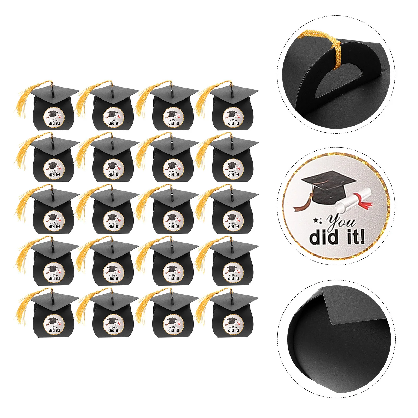 

50Pcs Graduation Cap Candy Boxes Decorative Multi-Function Candy Containers Elegant Party Favor Gift Supply Gift Accessory