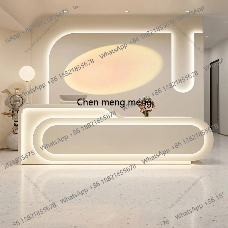 

Modern Cream-style Reception Desk Beauty Salon Yoga Studio Customer Consultation Front Desk Hotel Workbench Office Furniture FYR