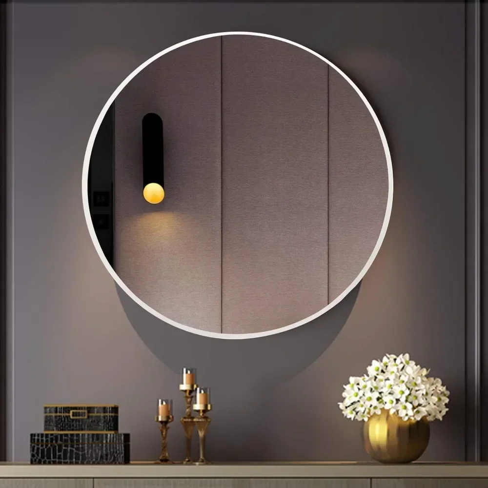 30 Inch Round Mirror, Gold Metal Frame Circle Mirror, Wall Mirror for Entryway, Bathroom, Vanity, Living Room Gold Circle Mirror